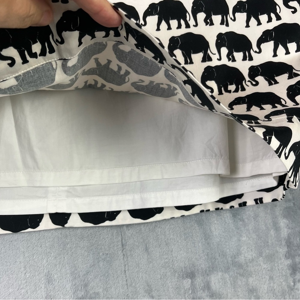 Hatley Sateen Elephant Pencil Skirt Sz 8 Black & White Pockets Lined Artsy Boho - Picture 7 of 15
